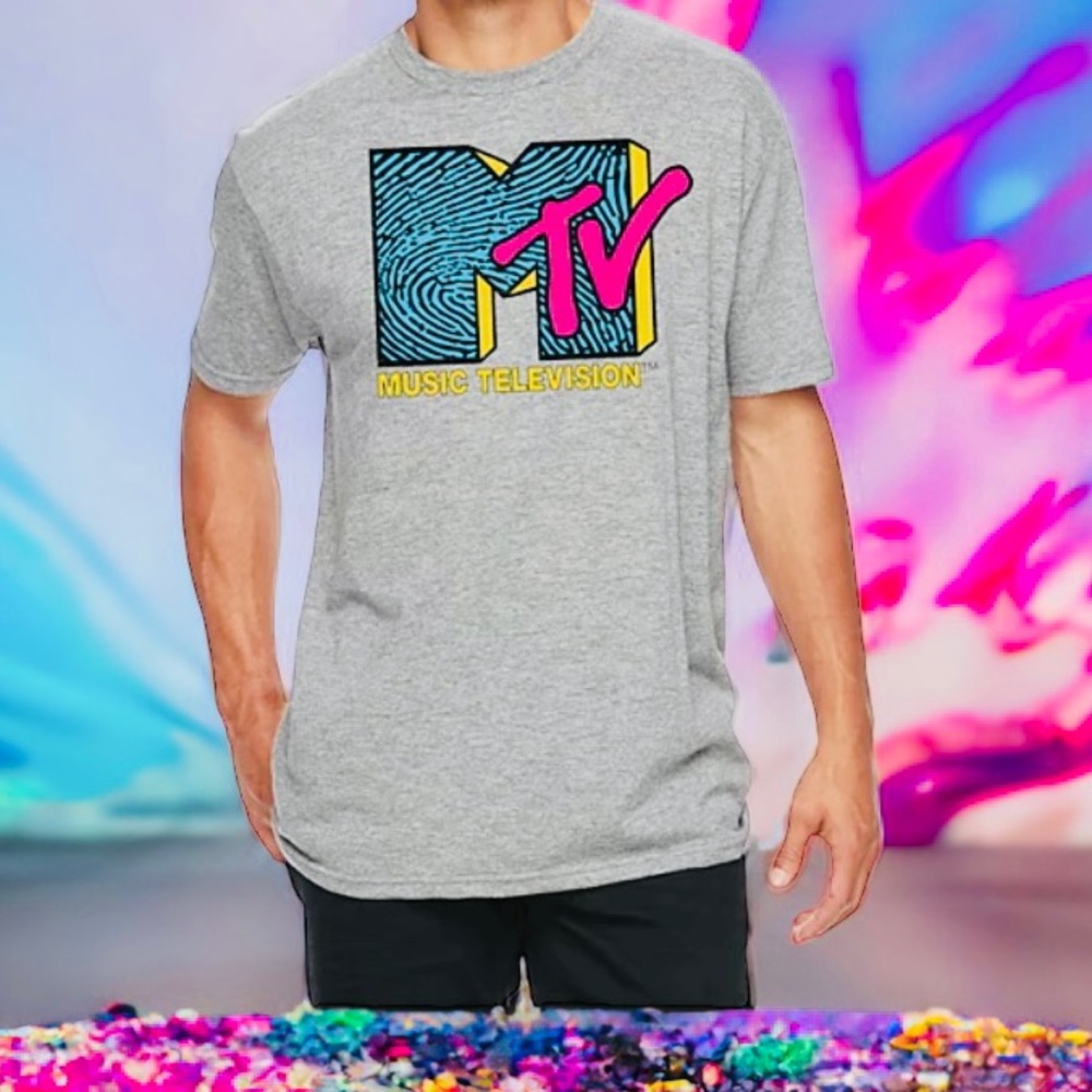 Official MTV Music Television 80’s-90’s Gray Short Sleeve T-Shirt | Size Large